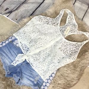 Cute Aeropostale Lace Tank W/Tie Front NWT…